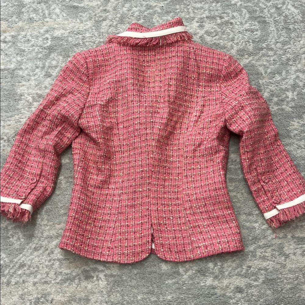Arden B Pink Tweed Blazer with Flower Accent - Picture 5 of 5